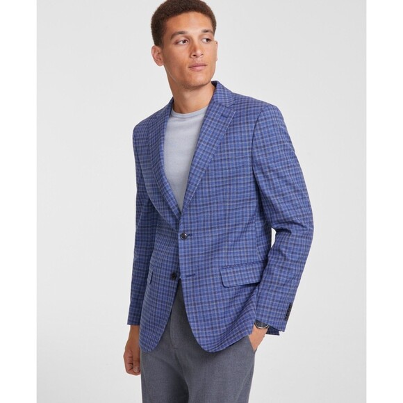 Tommy Hilfiger Men's Modern-Fit Sport Coat Blue/Grey Check, 36S